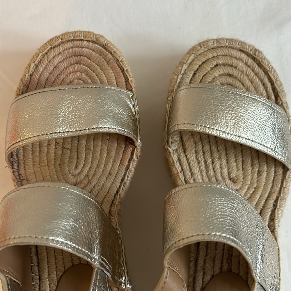 Marc Fisher chunky platform raffia espadrille metallic sandals - Picture 2 of 9